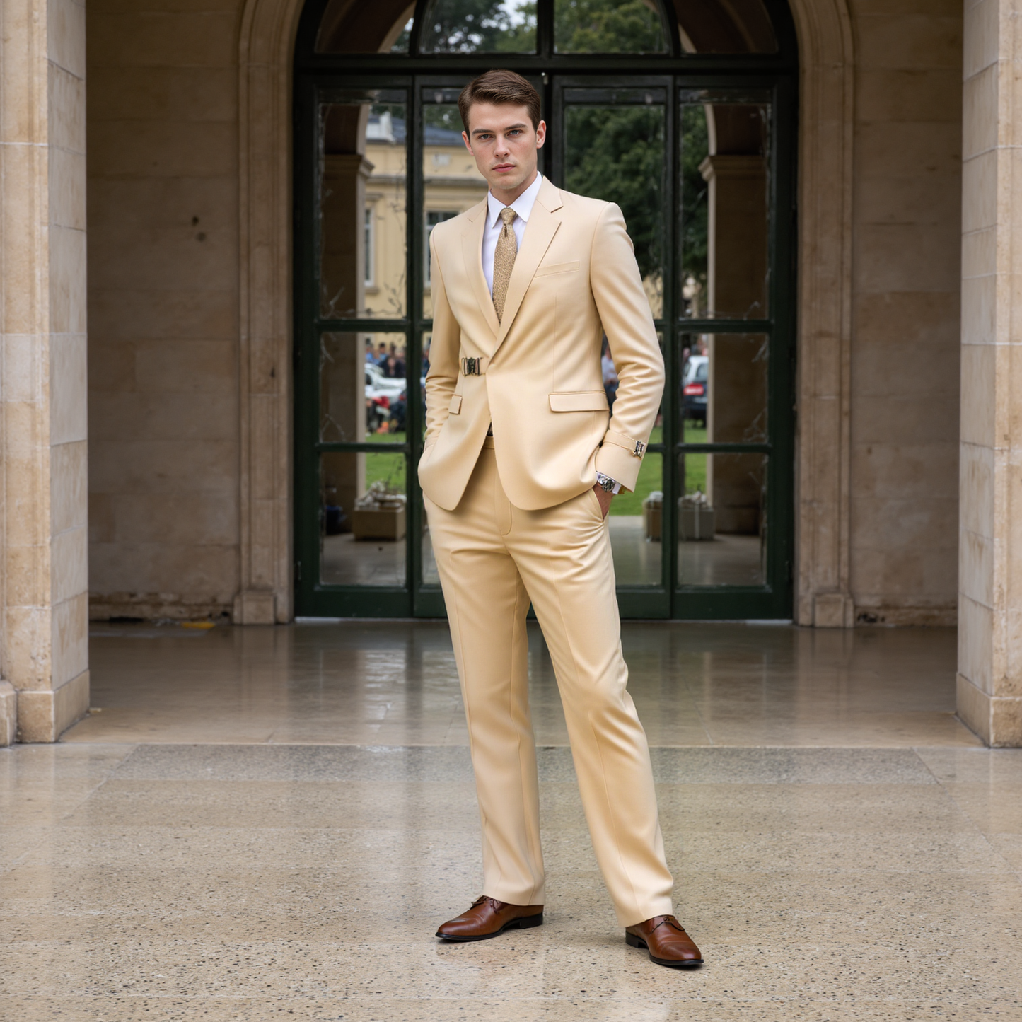 Bllmen Champagne 2 Pieces Mens Suit Notch Lapel Tuxedos ST014