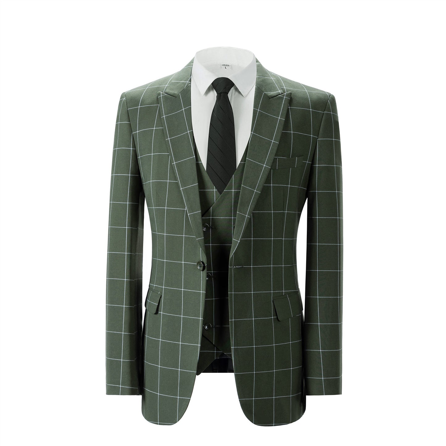 Bllmen Olive Green 3 Pieces Mens Suit Peak Lapel Tuxedos ST017