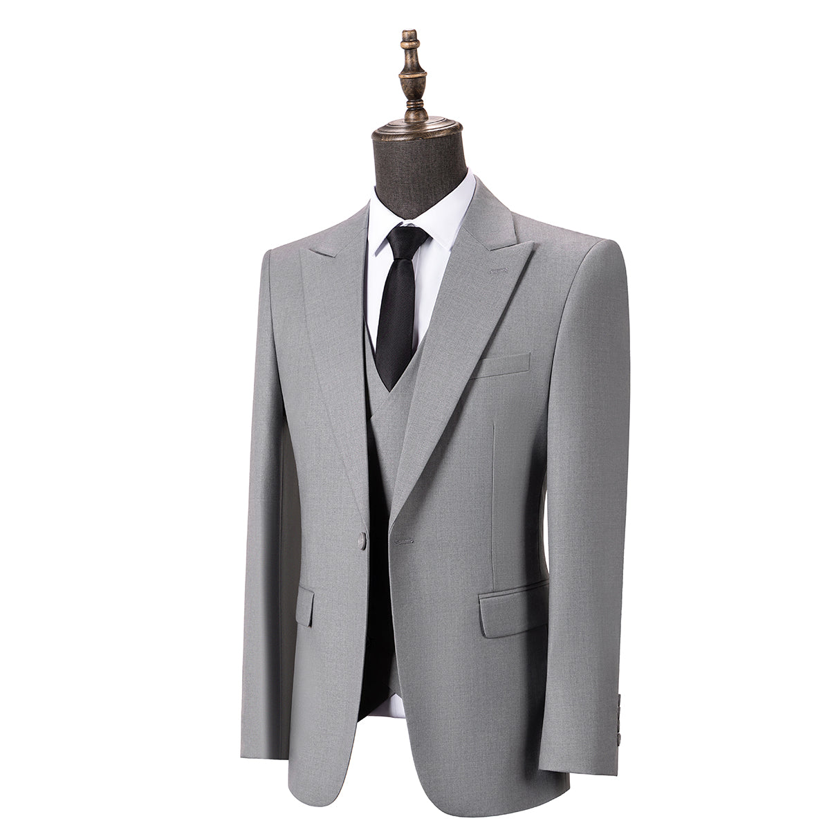 Bllmen Silver 3 Pieces Mens Suit Peak Lapel Tuxedos ST005