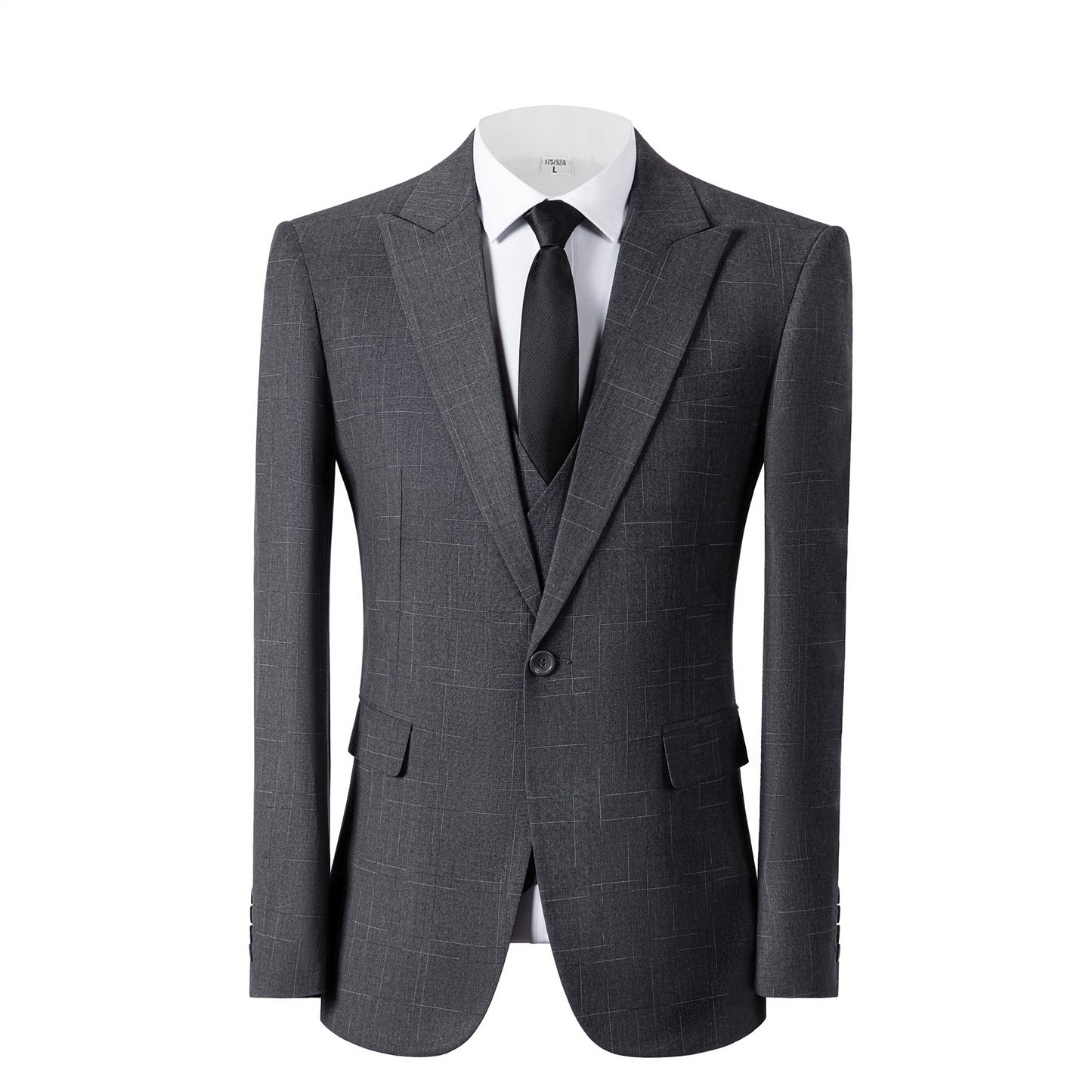 Bllmen Grey 3 Pieces Mens Suit Peak Lapel Tuxedos ST019