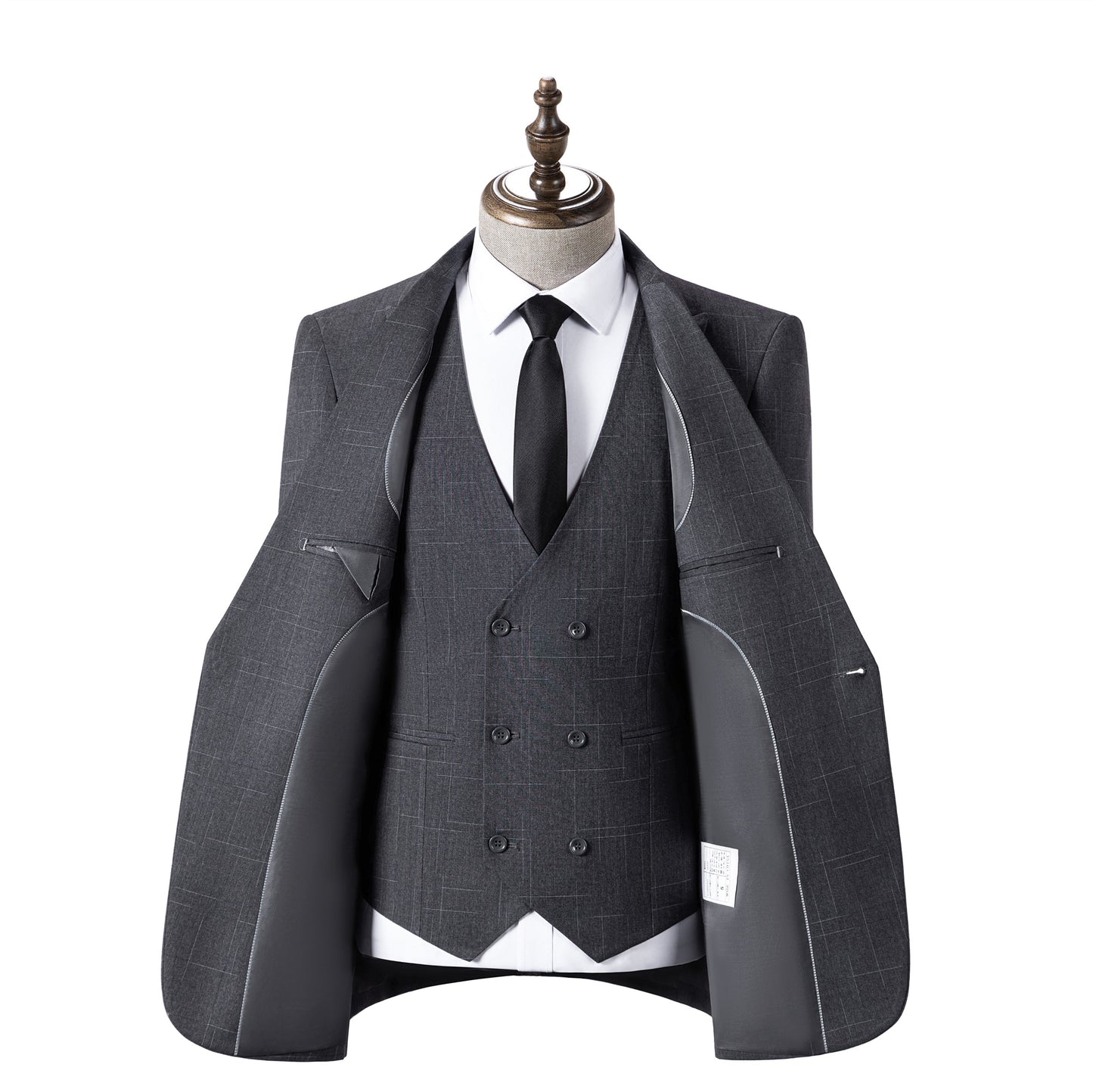 Bllmen Grey 3 Pieces Mens Suit Peak Lapel Tuxedos ST019