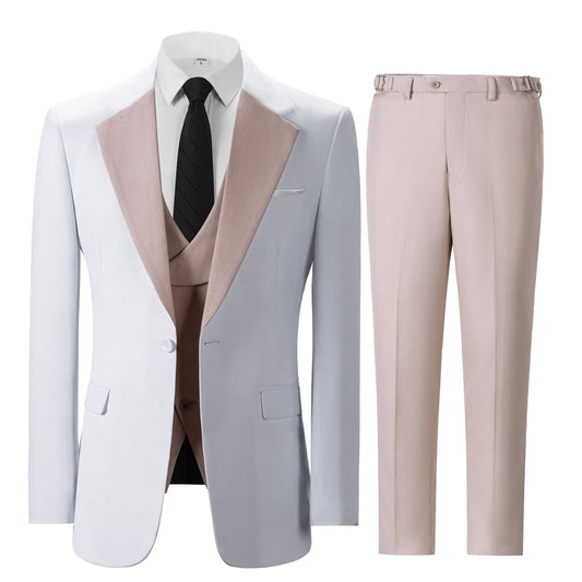 Bllmen Beige 3 Pieces Mens Suit Notch Lapel Tuxedos ST011