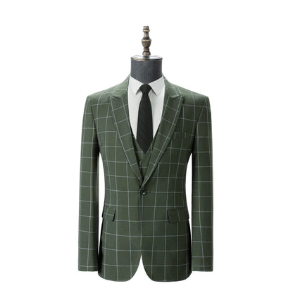 Bllmen Olive Green 3 Pieces Mens Suit Peak Lapel Tuxedos ST017