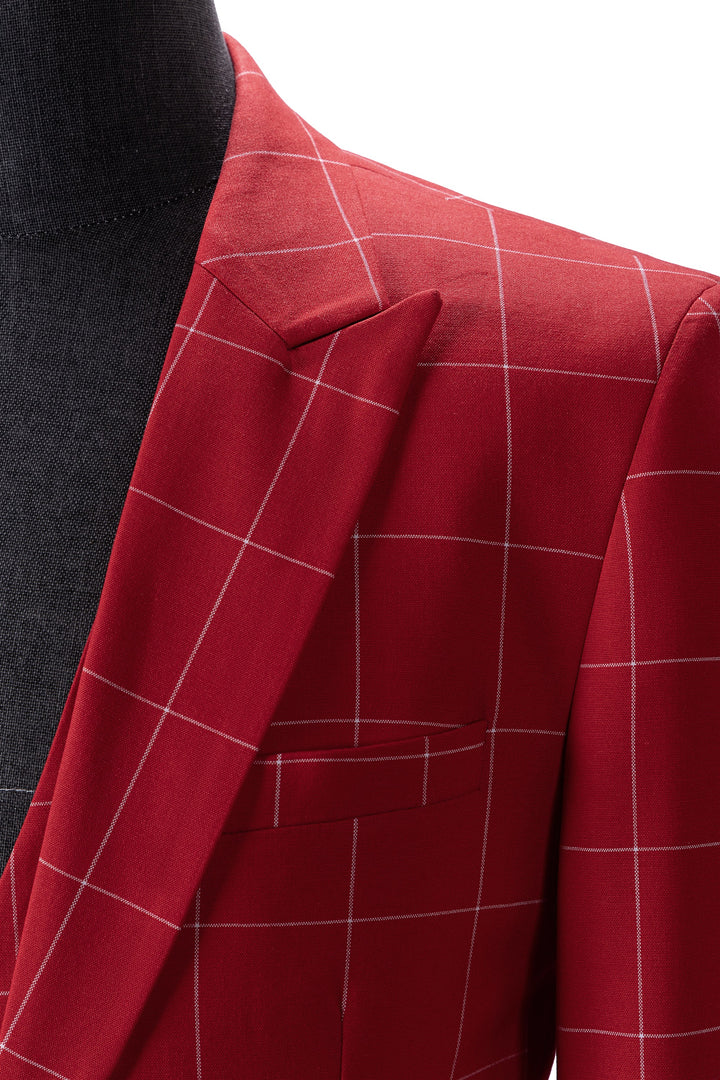 Bllmen Red 3 Pieces Mens Suit Peak Lapel Tuxedos ST017