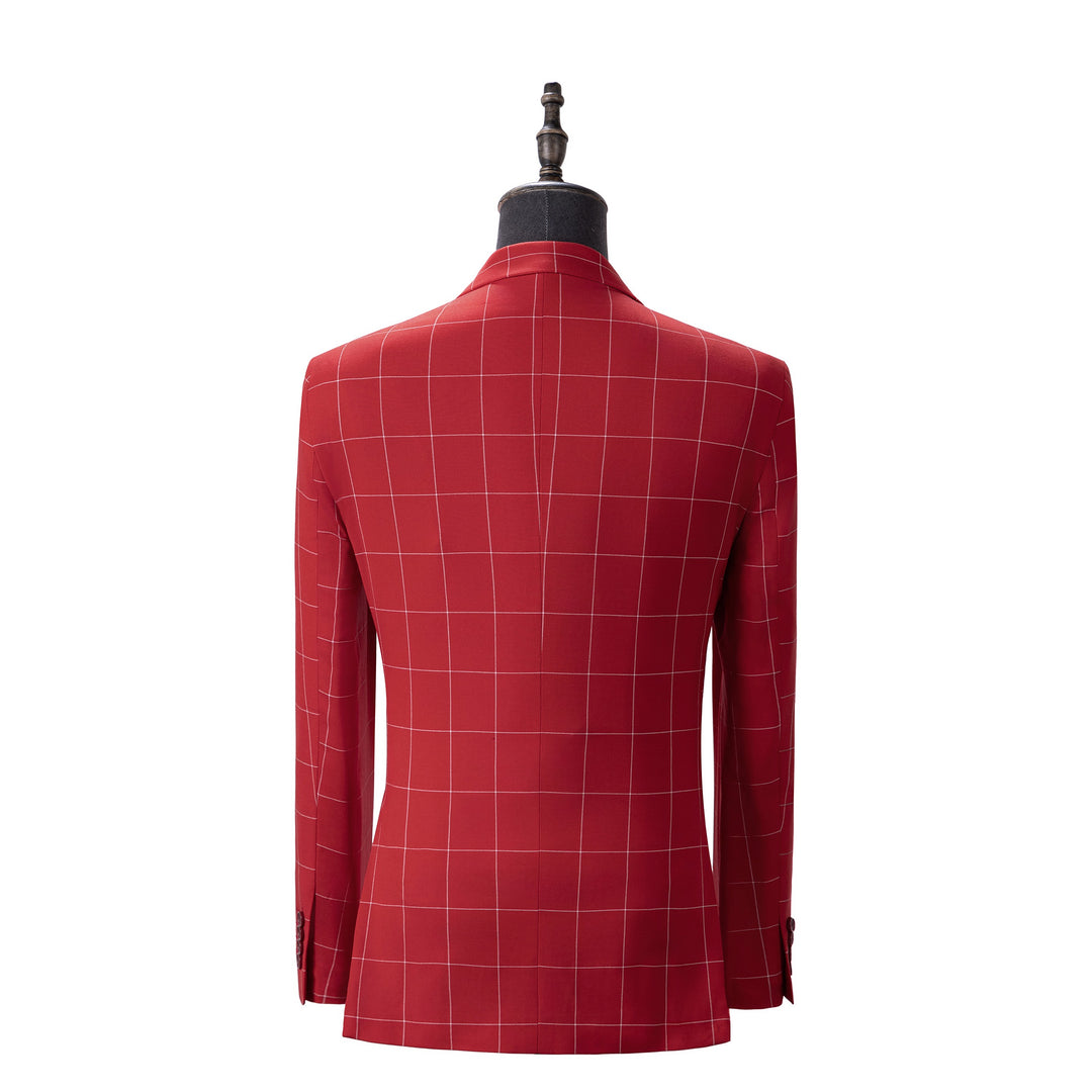 Bllmen Red 3 Pieces Mens Suit Peak Lapel Tuxedos ST017