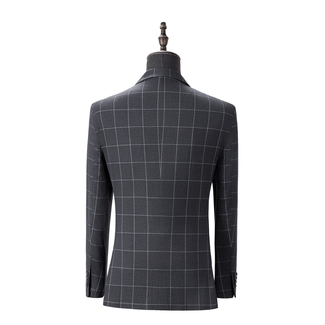 Bllmen Grey 3 Pieces Mens Suit Peak Lapel Tuxedos ST017