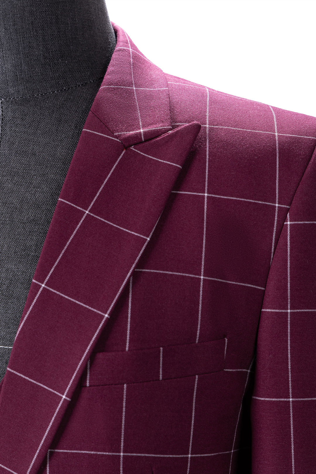 Bllmen Burgundy 3 Pieces Mens Suit Peak Lapel Tuxedos ST017