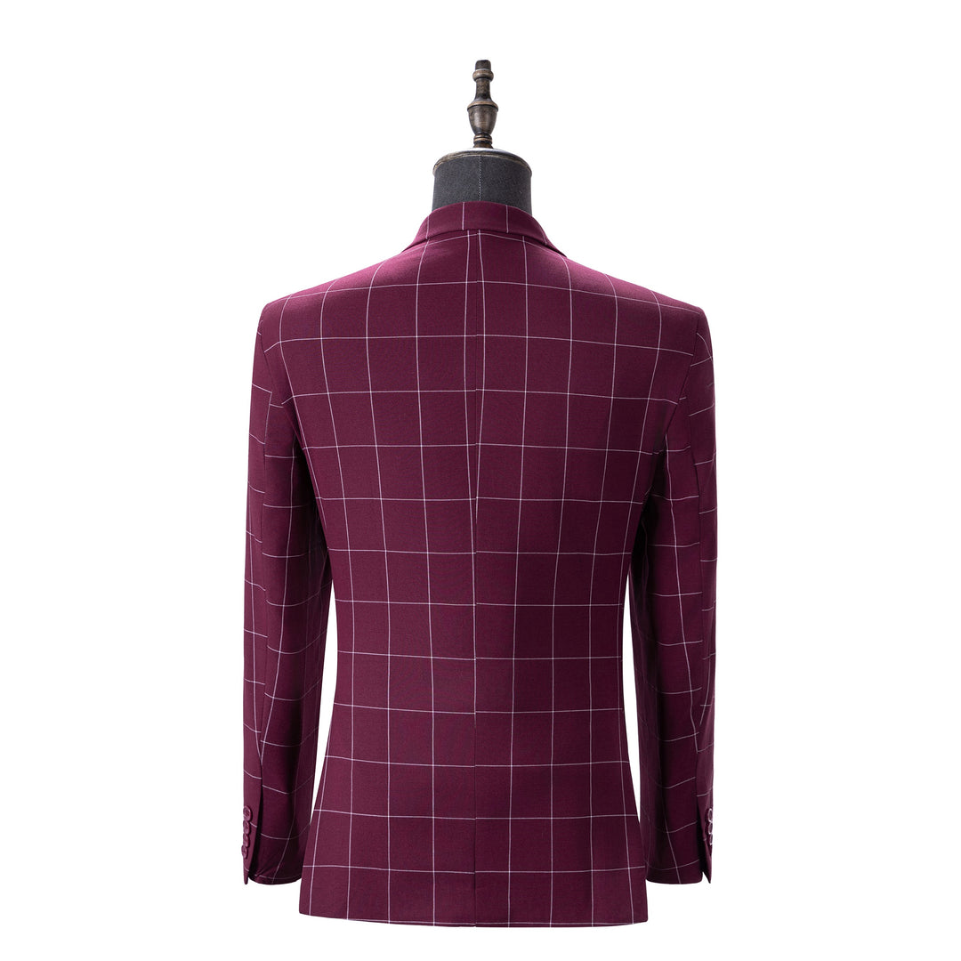 Bllmen Burgundy 3 Pieces Mens Suit Peak Lapel Tuxedos ST017