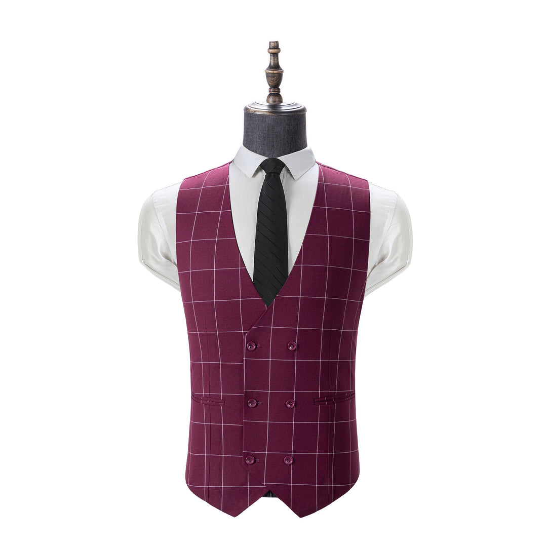 Bllmen Burgundy 3 Pieces Mens Suit Peak Lapel Tuxedos ST017