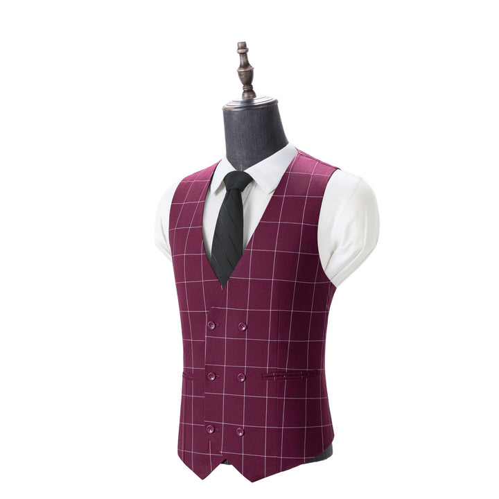 Bllmen Burgundy 3 Pieces Mens Suit Peak Lapel Tuxedos ST017