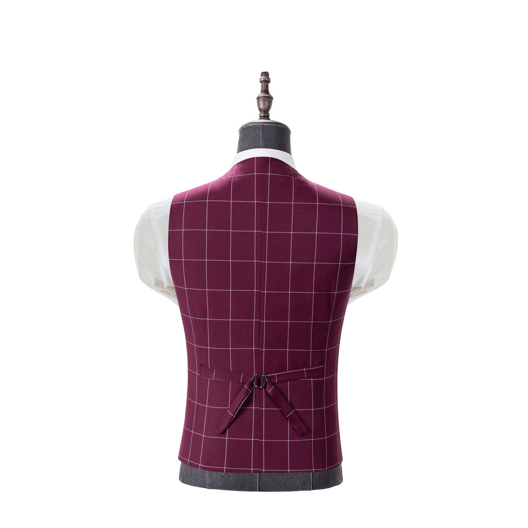 Bllmen Burgundy 3 Pieces Mens Suit Peak Lapel Tuxedos ST017