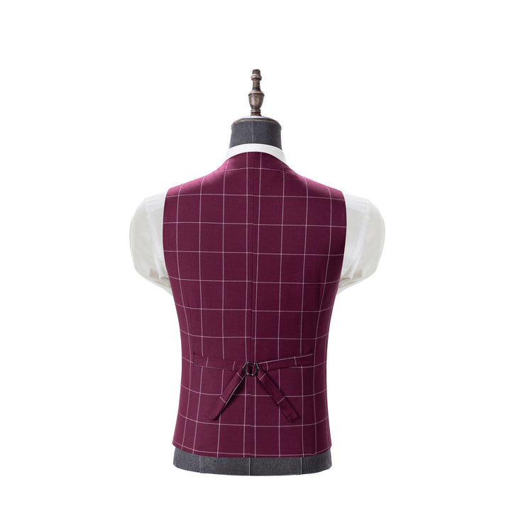 Bllmen Burgundy 3 Pieces Mens Suit Peak Lapel Tuxedos ST017