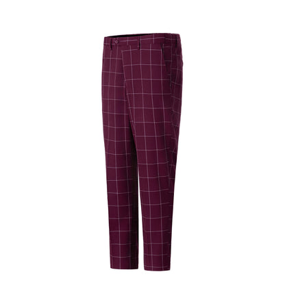 Bllmen Burgundy 3 Pieces Mens Suit Peak Lapel Tuxedos ST017