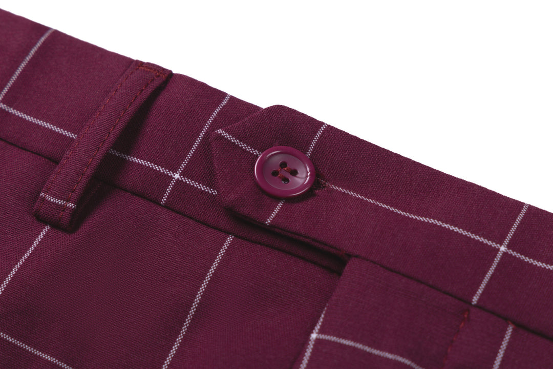 Bllmen Burgundy 3 Pieces Mens Suit Peak Lapel Tuxedos ST017