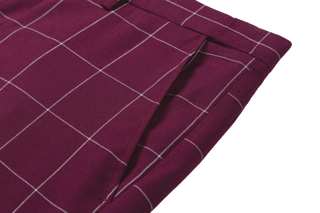 Bllmen Burgundy 3 Pieces Mens Suit Peak Lapel Tuxedos ST017