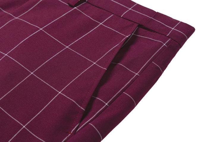 Bllmen Burgundy 3 Pieces Mens Suit Peak Lapel Tuxedos ST017