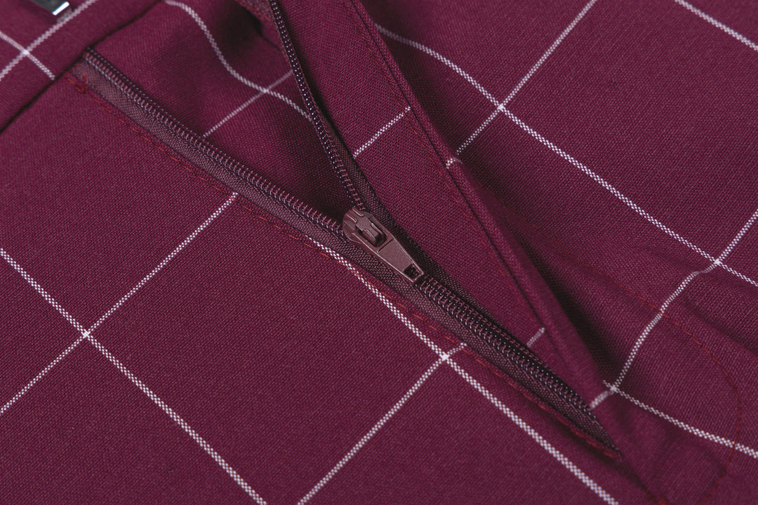 Bllmen Burgundy 3 Pieces Mens Suit Peak Lapel Tuxedos ST017