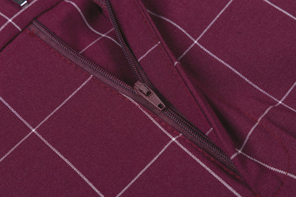 Bllmen Burgundy 3 Pieces Mens Suit Peak Lapel Tuxedos ST017