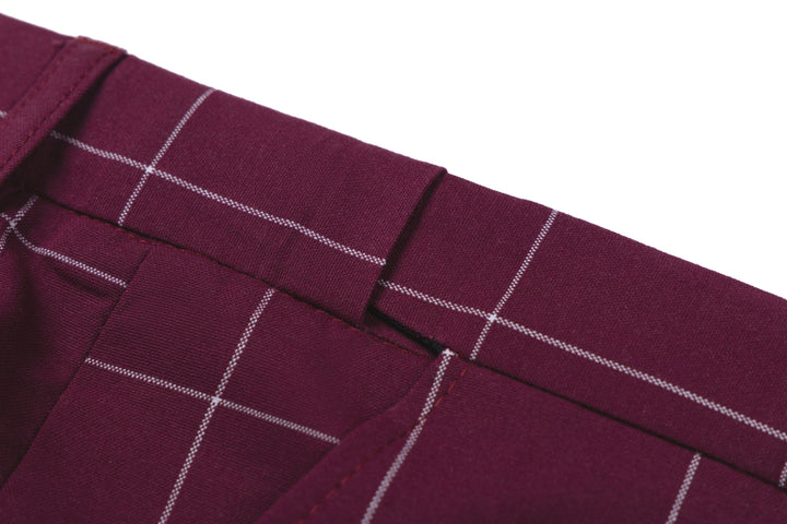 Bllmen Burgundy 3 Pieces Mens Suit Peak Lapel Tuxedos ST017