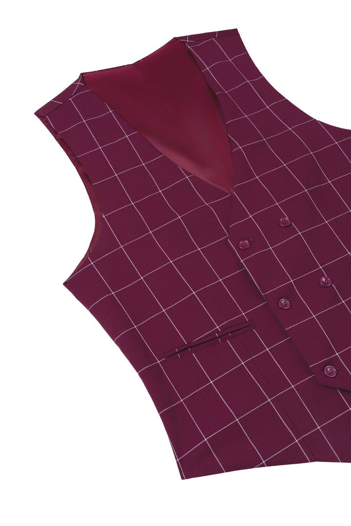 Bllmen Burgundy 3 Pieces Mens Suit Peak Lapel Tuxedos ST017