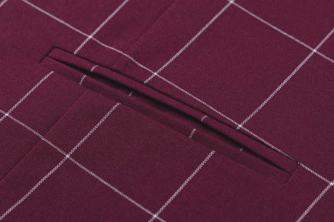 Bllmen Burgundy 3 Pieces Mens Suit Peak Lapel Tuxedos ST017