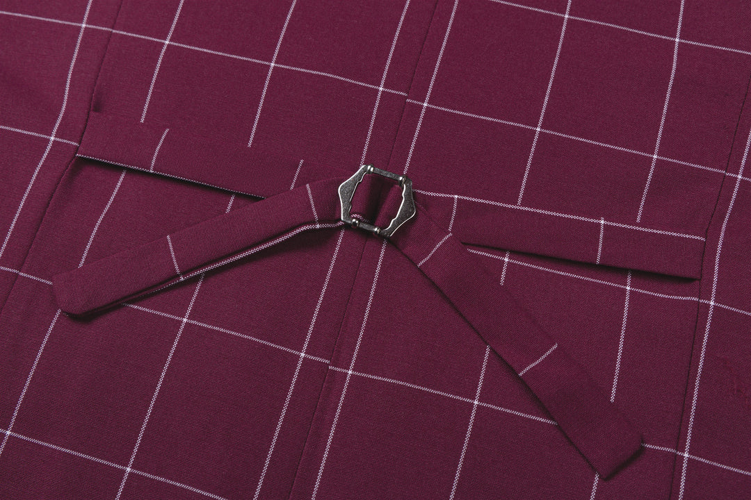 Bllmen Burgundy 3 Pieces Mens Suit Peak Lapel Tuxedos ST017