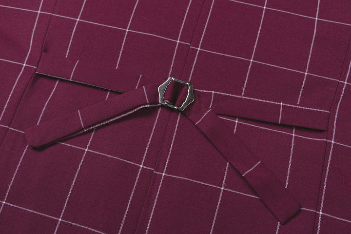 Bllmen Burgundy 3 Pieces Mens Suit Peak Lapel Tuxedos ST017