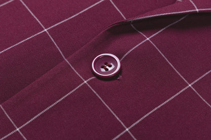 Bllmen Burgundy 3 Pieces Mens Suit Peak Lapel Tuxedos ST017