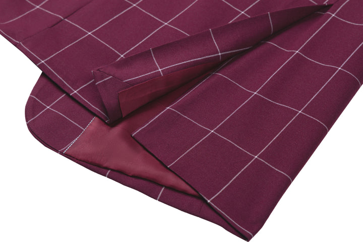 Bllmen Burgundy 3 Pieces Mens Suit Peak Lapel Tuxedos ST017