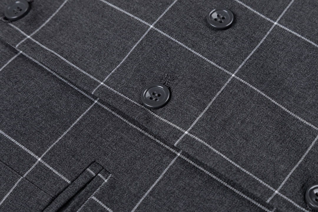 Bllmen Grey 3 Pieces Mens Suit Peak Lapel Tuxedos ST017