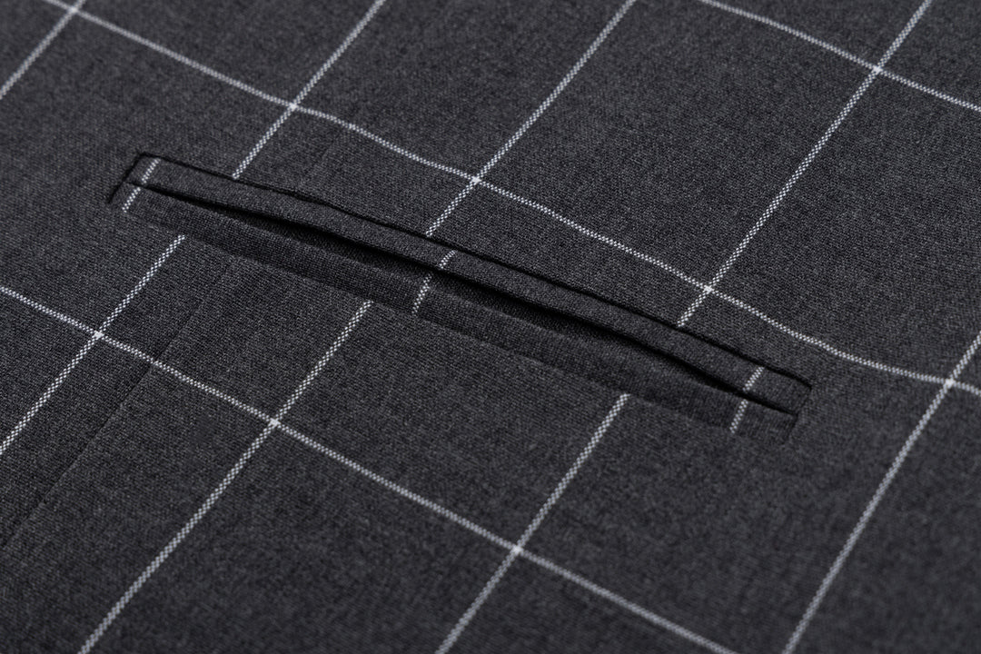 Bllmen Grey 3 Pieces Mens Suit Peak Lapel Tuxedos ST017