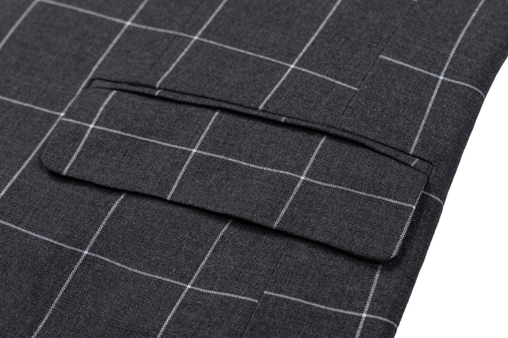 Bllmen Grey 3 Pieces Mens Suit Peak Lapel Tuxedos ST017