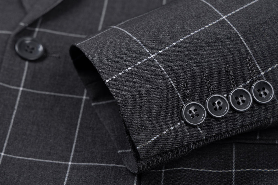 Bllmen Grey 3 Pieces Mens Suit Peak Lapel Tuxedos ST017