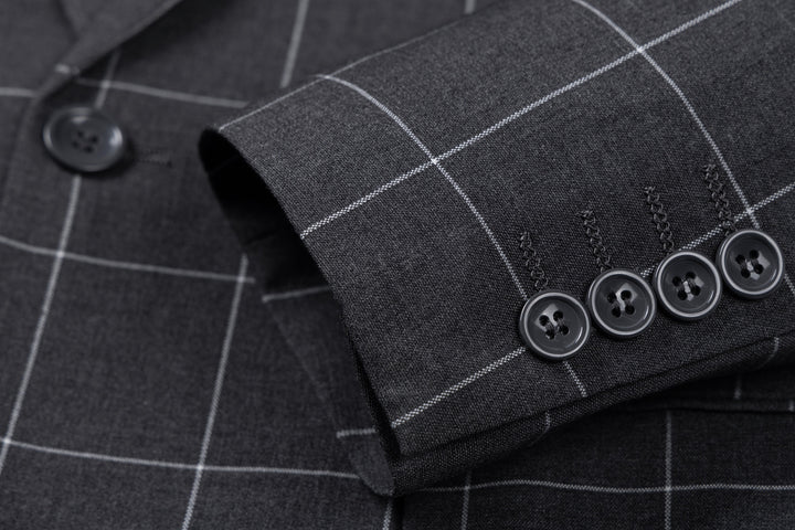 Bllmen Grey 3 Pieces Mens Suit Peak Lapel Tuxedos ST017