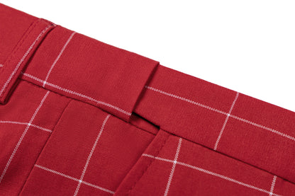Bllmen Red 3 Pieces Mens Suit Peak Lapel Tuxedos ST017