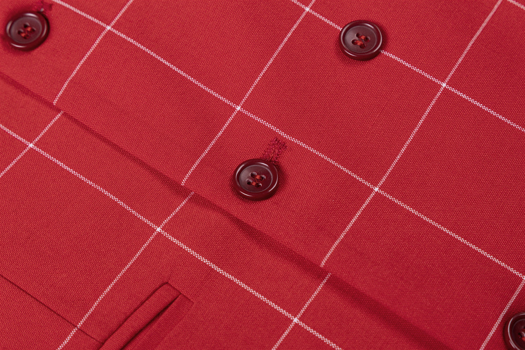 Bllmen Red 3 Pieces Mens Suit Peak Lapel Tuxedos ST017