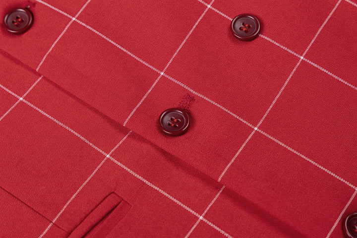 Bllmen Red 3 Pieces Mens Suit Peak Lapel Tuxedos ST017