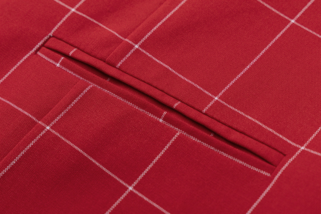 Bllmen Red 3 Pieces Mens Suit Peak Lapel Tuxedos ST017