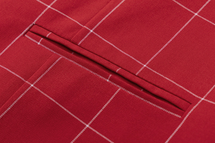 Bllmen Red 3 Pieces Mens Suit Peak Lapel Tuxedos ST017