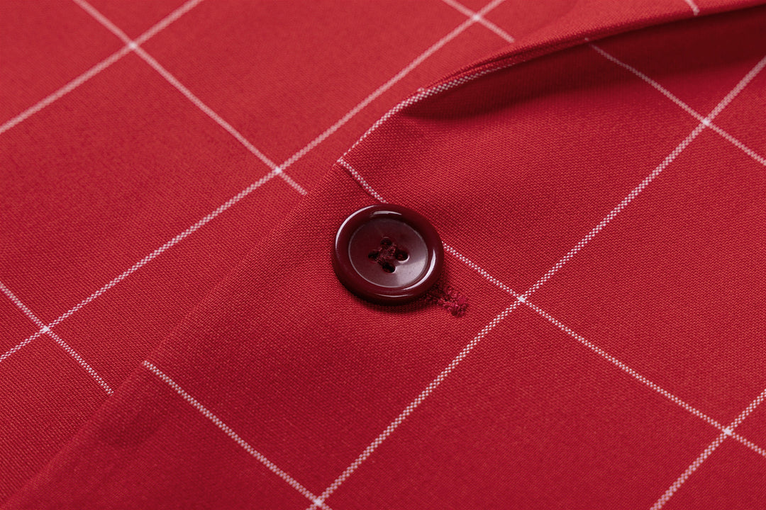 Bllmen Red 3 Pieces Mens Suit Peak Lapel Tuxedos ST017