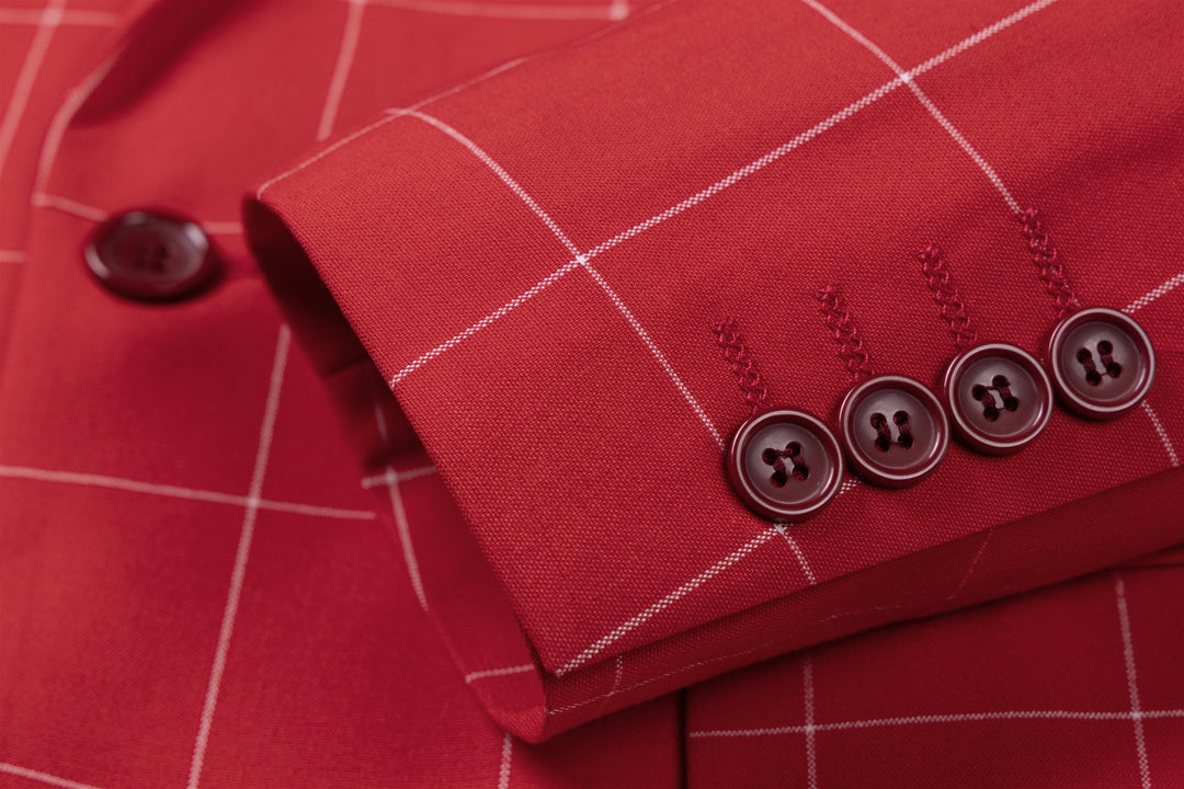 Bllmen Red 3 Pieces Mens Suit Peak Lapel Tuxedos ST017