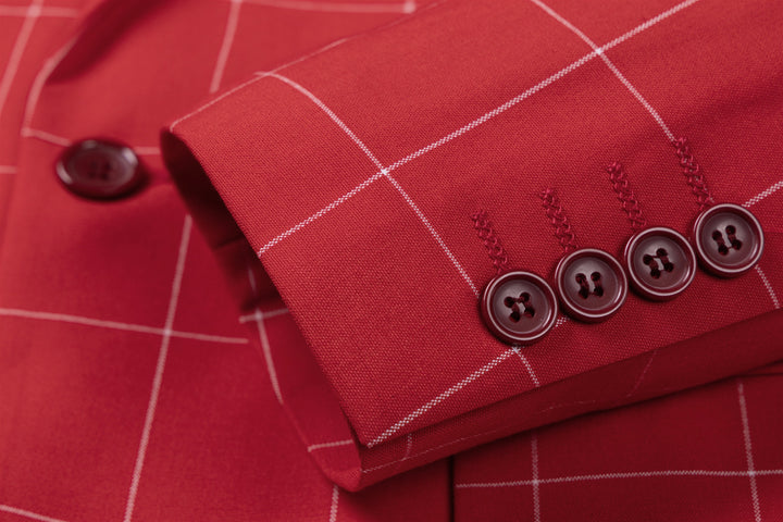 Bllmen Red 3 Pieces Mens Suit Peak Lapel Tuxedos ST017