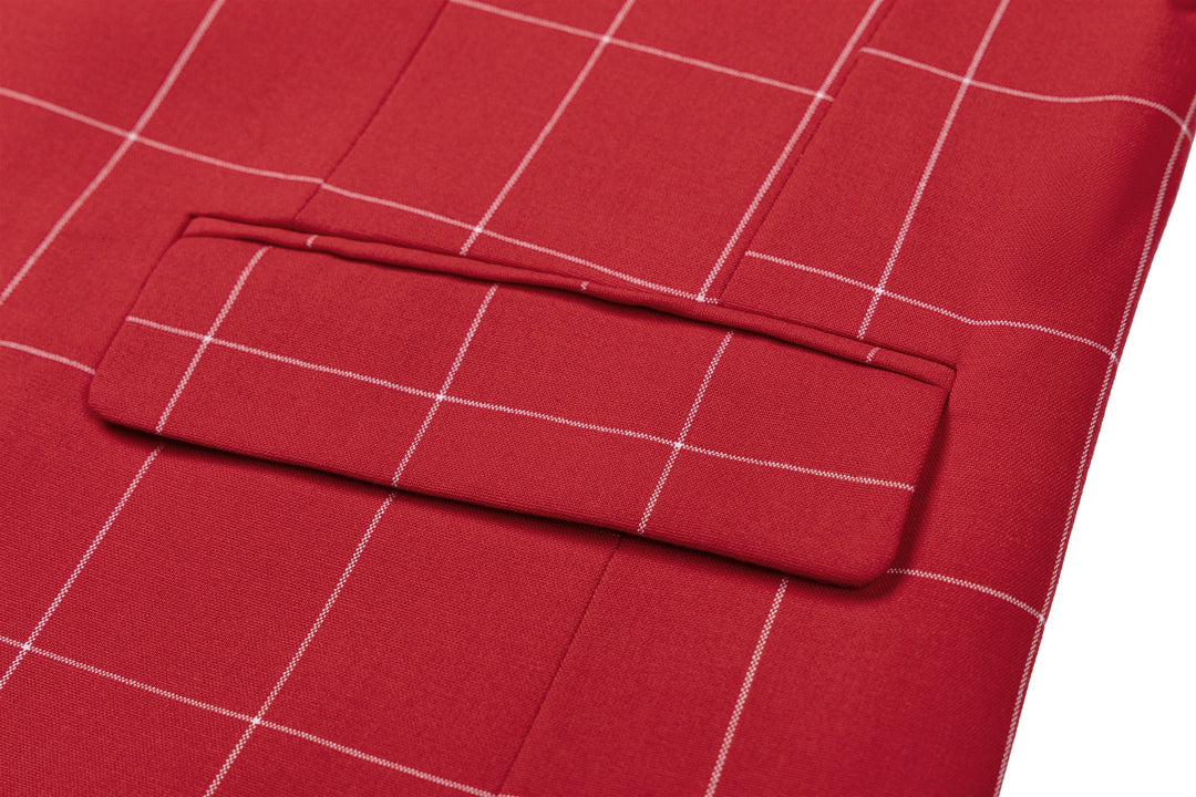 Bllmen Red 3 Pieces Mens Suit Peak Lapel Tuxedos ST017