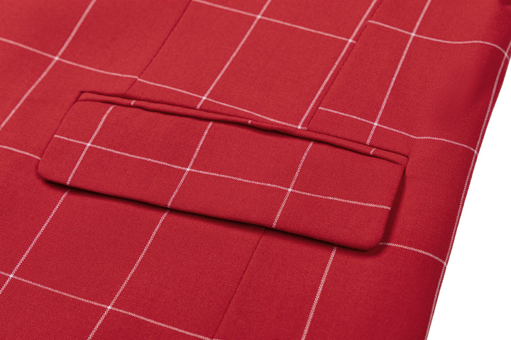 Bllmen Red 3 Pieces Mens Suit Peak Lapel Tuxedos ST017