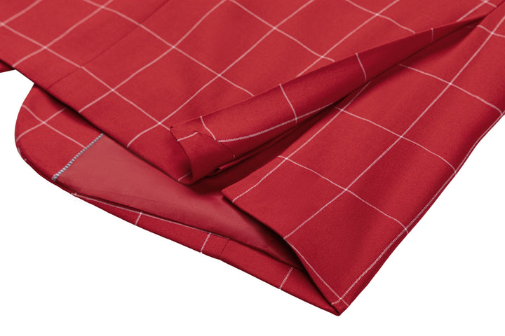 Bllmen Red 3 Pieces Mens Suit Peak Lapel Tuxedos ST017