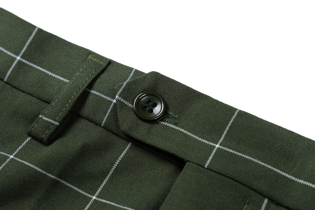 Bllmen Olive Green 3 Pieces Mens Suit Peak Lapel Tuxedos ST017