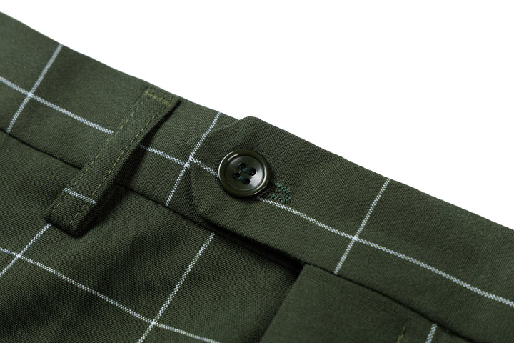 Bllmen Olive Green 3 Pieces Mens Suit Peak Lapel Tuxedos ST017