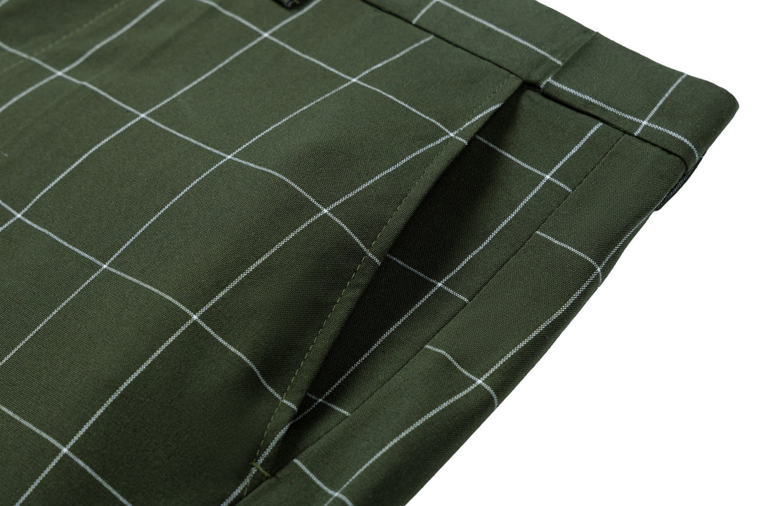 Bllmen Olive Green 3 Pieces Mens Suit Peak Lapel Tuxedos ST017