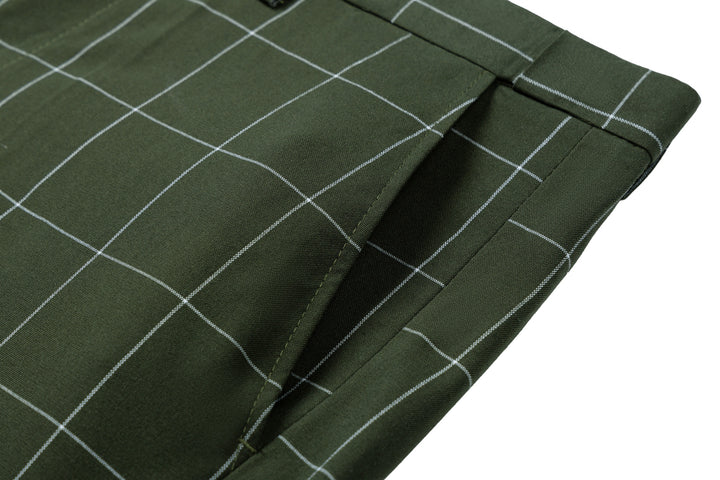 Bllmen Olive Green 3 Pieces Mens Suit Peak Lapel Tuxedos ST017