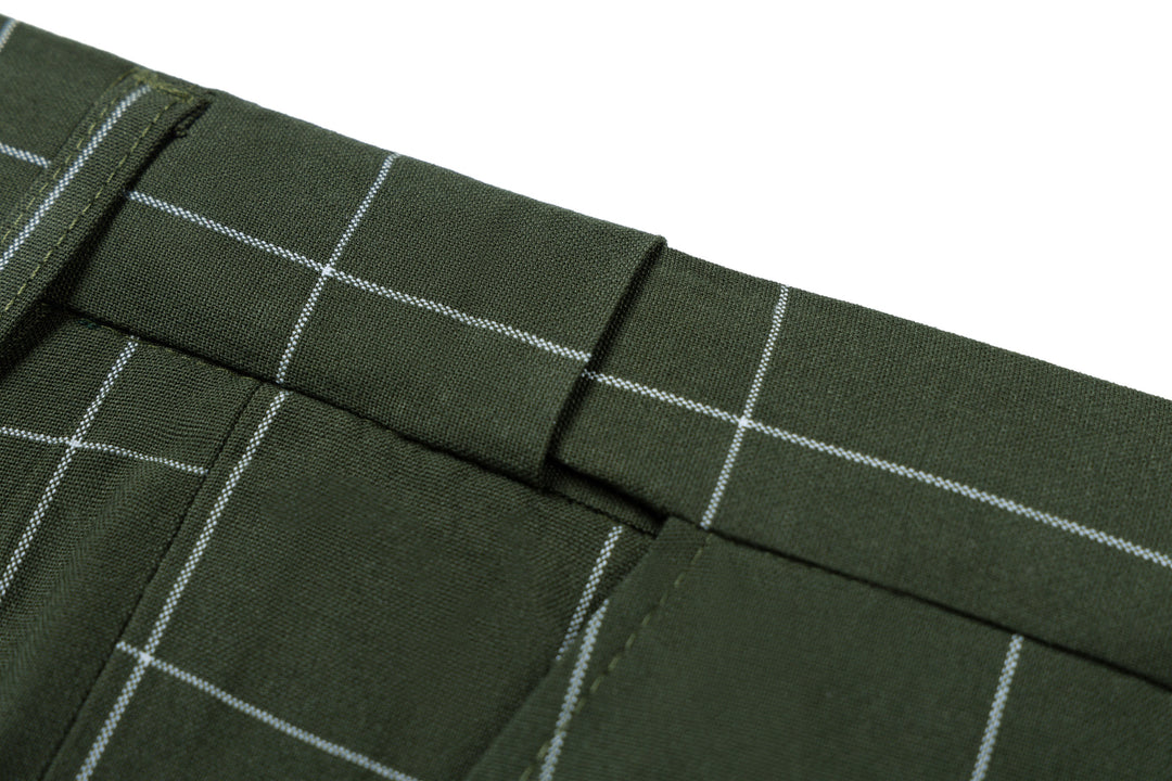 Bllmen Olive Green 3 Pieces Mens Suit Peak Lapel Tuxedos ST017